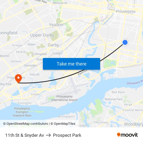 11th St & Snyder Av to Prospect Park map