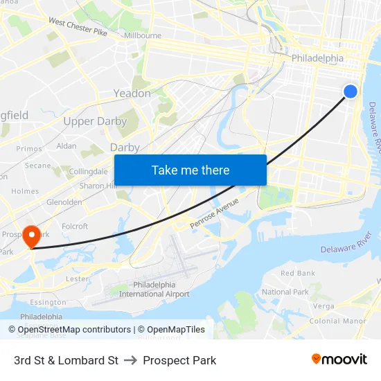 3rd St & Lombard St to Prospect Park map