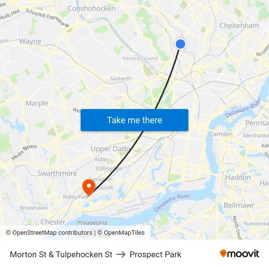 Morton St & Tulpehocken St to Prospect Park map