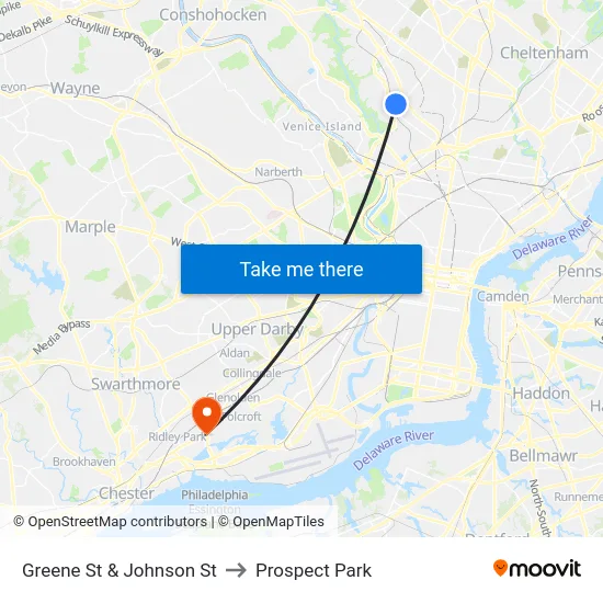 Greene St & Johnson St to Prospect Park map