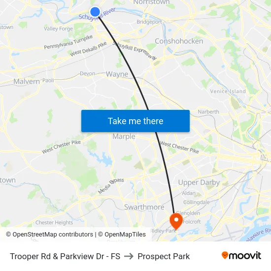 Trooper Rd & Parkview Dr - FS to Prospect Park map
