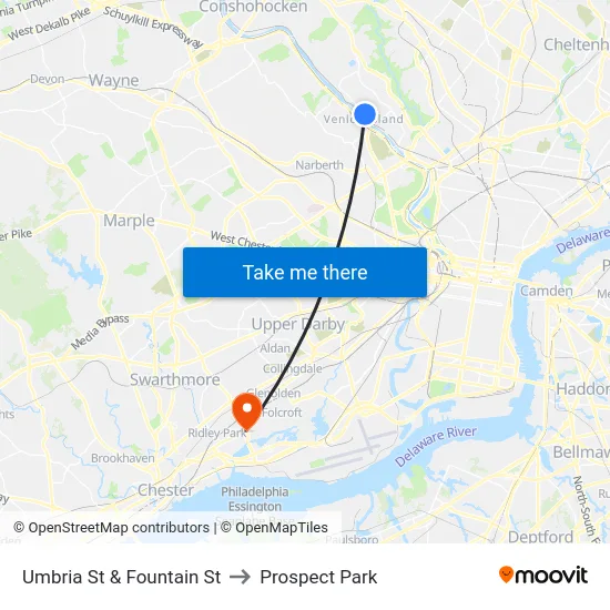 Umbria St & Fountain St to Prospect Park map