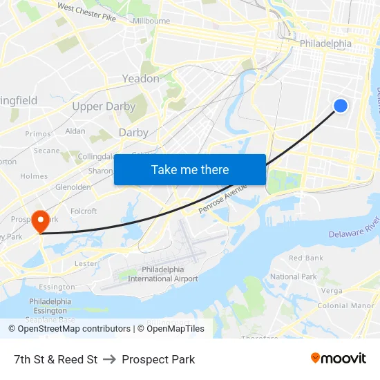 7th St & Reed St to Prospect Park map