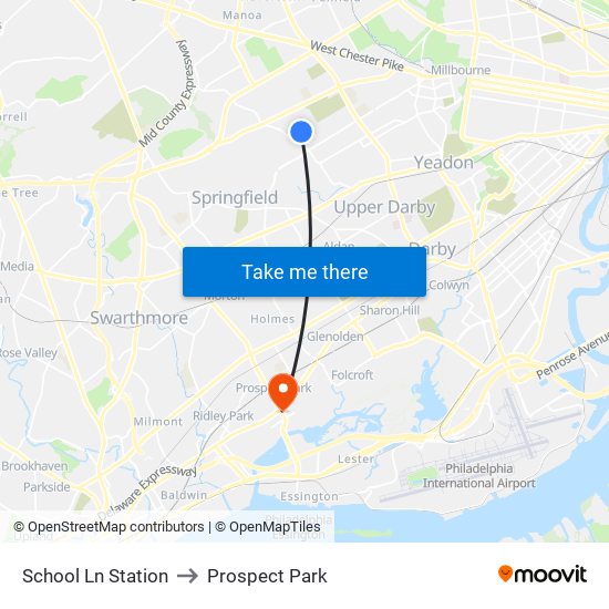 School Ln Station to Prospect Park map