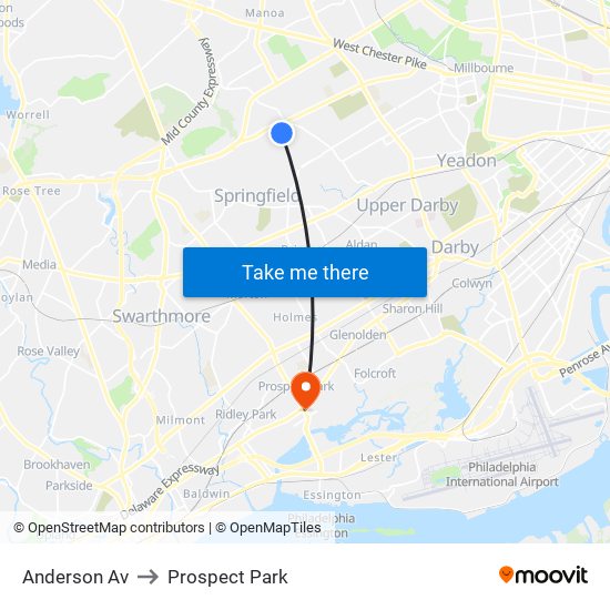 Anderson Av to Prospect Park map