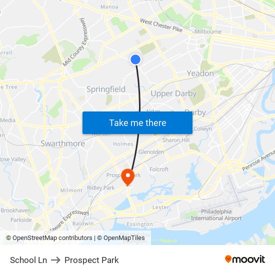 School Ln to Prospect Park map