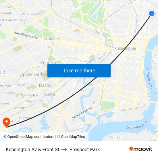 Kensington Av & Front St to Prospect Park map