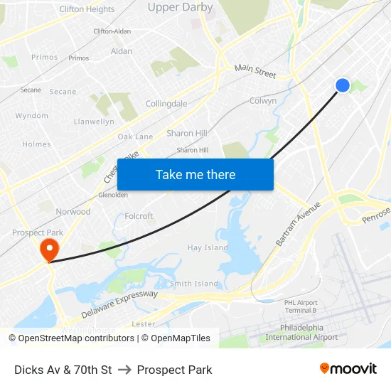 Dicks Av & 70th St to Prospect Park map