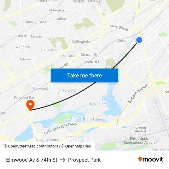 Elmwood Av & 74th St to Prospect Park map