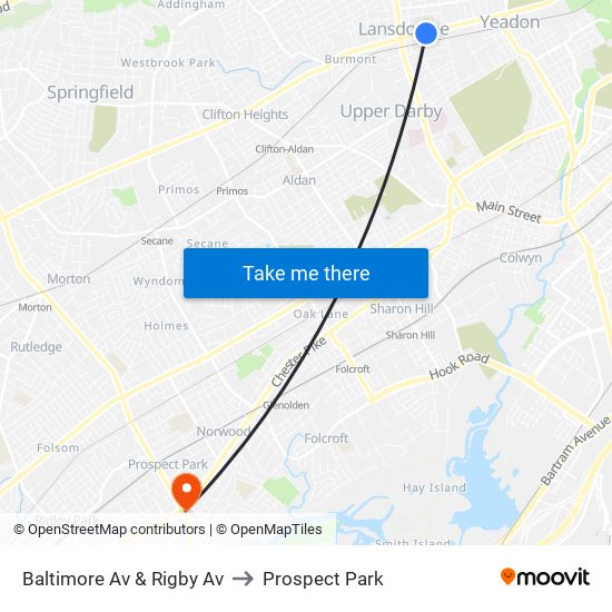 Baltimore Av & Rigby Av to Prospect Park map