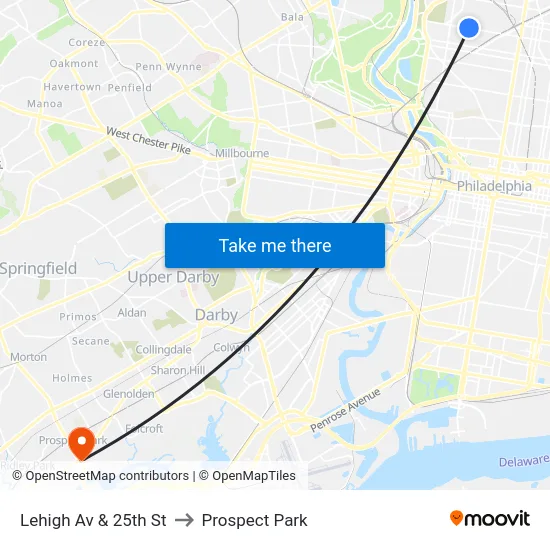 Lehigh Av & 25th St to Prospect Park map