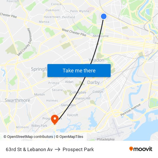 63rd St & Lebanon Av to Prospect Park map