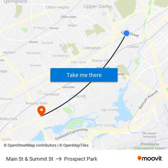 Main St & Summit St to Prospect Park map