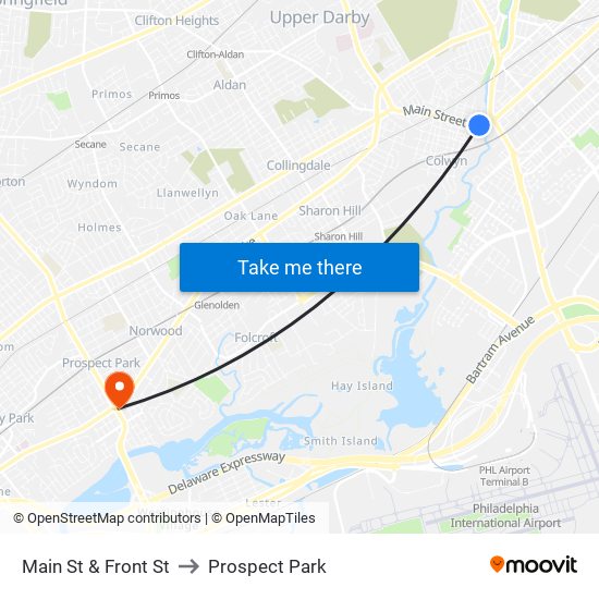 Main St & Front St to Prospect Park map