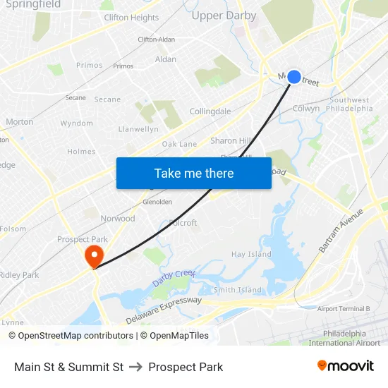 Main St & Summit St to Prospect Park map