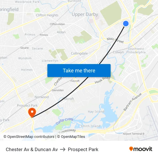 Chester Av & Duncan Av to Prospect Park map