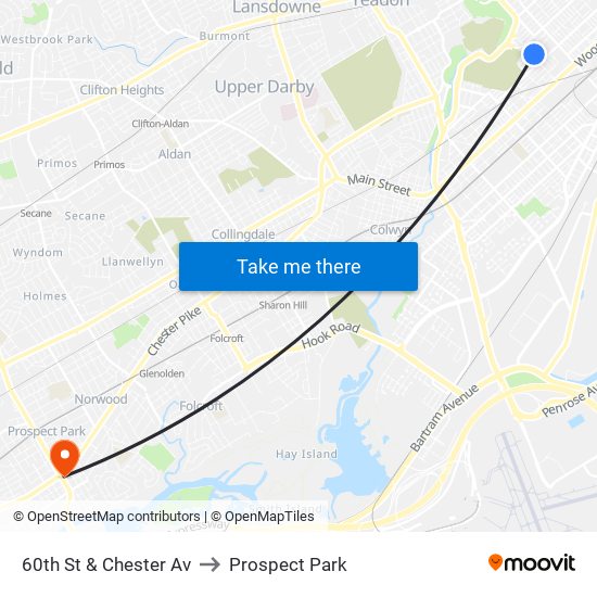 60th St & Chester Av to Prospect Park map