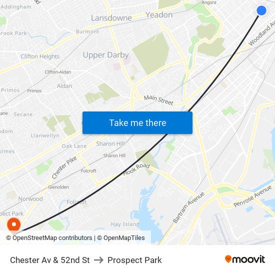 Chester Av & 52nd St to Prospect Park map
