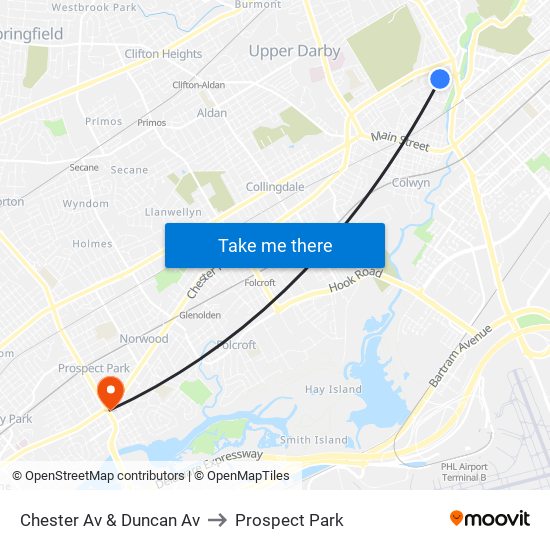 Chester Av & Duncan Av to Prospect Park map