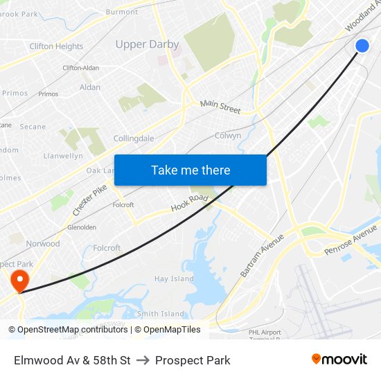 Elmwood Av & 58th St to Prospect Park map