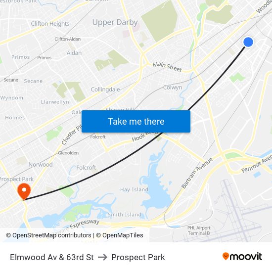 Elmwood Av & 63rd St to Prospect Park map