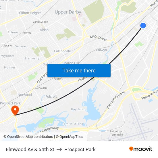 Elmwood Av & 64th St to Prospect Park map