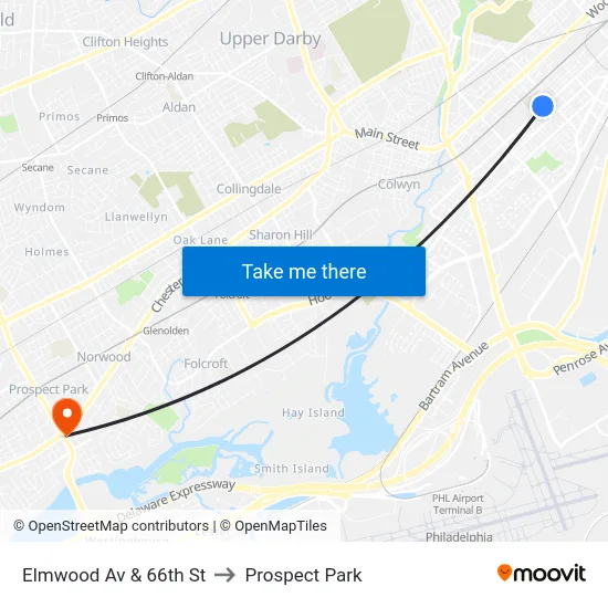 Elmwood Av & 66th St to Prospect Park map