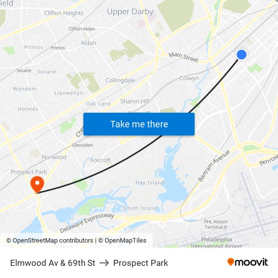 Elmwood Av & 69th St to Prospect Park map