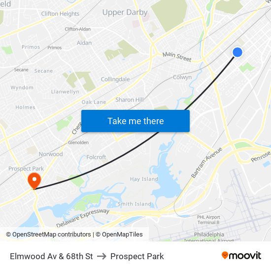 Elmwood Av & 68th St to Prospect Park map