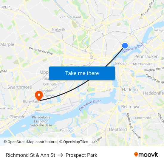 Richmond St & Ann St to Prospect Park map