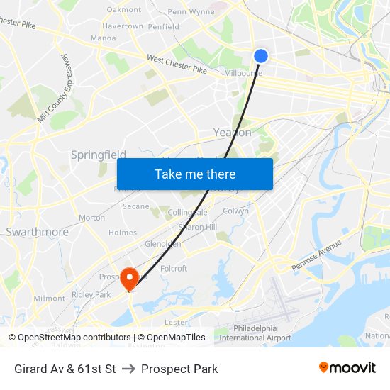 Girard Av & 61st St to Prospect Park map