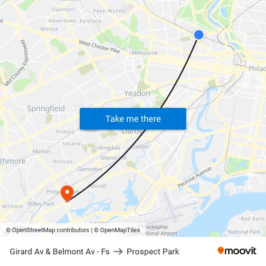 Girard Av & Belmont Av - Fs to Prospect Park map