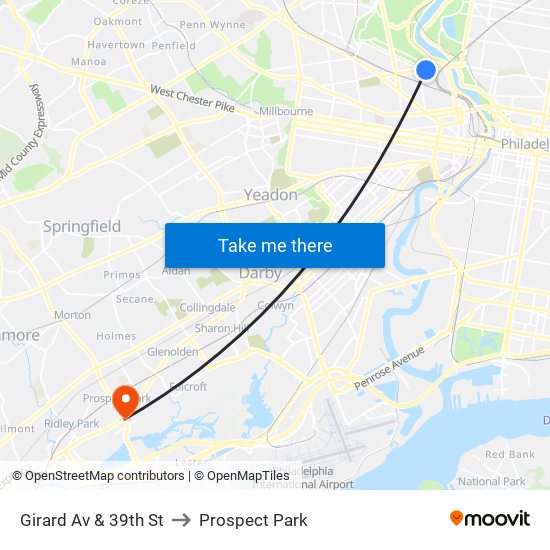 Girard Av & 39th St to Prospect Park map