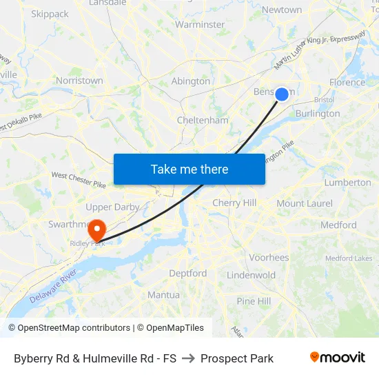Byberry Rd & Hulmeville Rd - FS to Prospect Park map