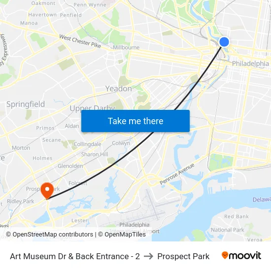 Art Museum Dr & Back Entrance - 2 to Prospect Park map