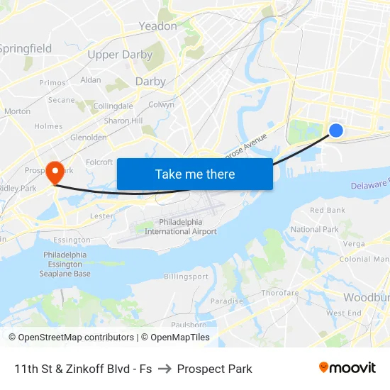 11th St & Zinkoff Blvd - Fs to Prospect Park map
