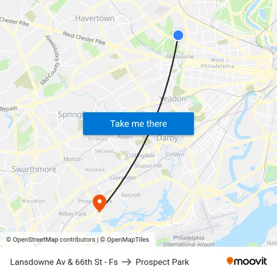 Lansdowne Av & 66th St - Fs to Prospect Park map