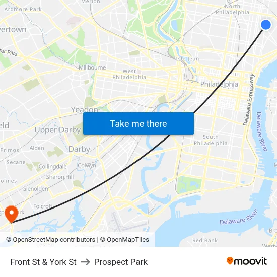 Front St & York St to Prospect Park map