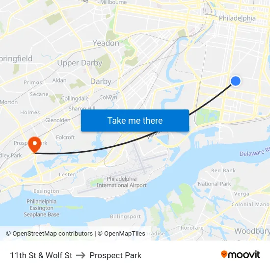 11th St & Wolf St to Prospect Park map