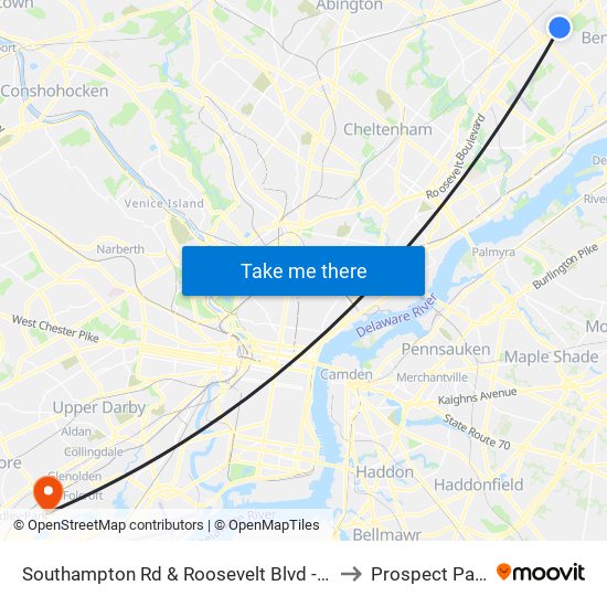 Southampton Rd & Roosevelt Blvd - FS to Prospect Park map
