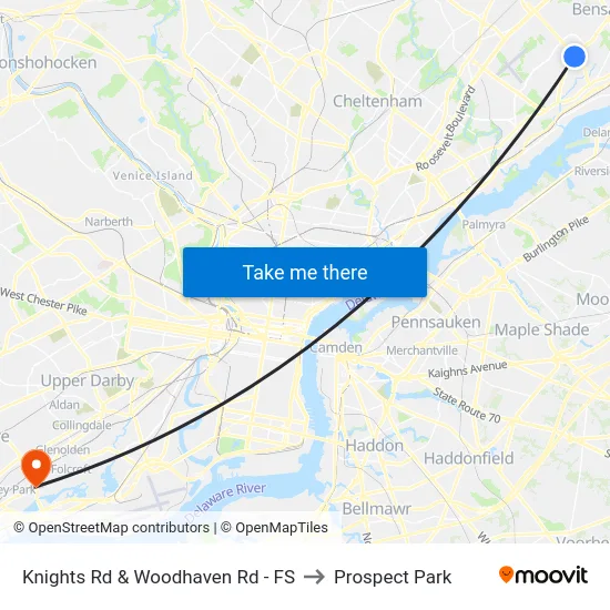 Knights Rd & Woodhaven Rd - FS to Prospect Park map