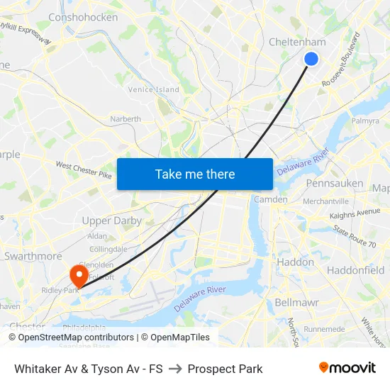 Whitaker Av & Tyson Av - FS to Prospect Park map