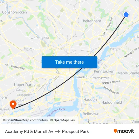 Academy Rd & Morrell Av to Prospect Park map