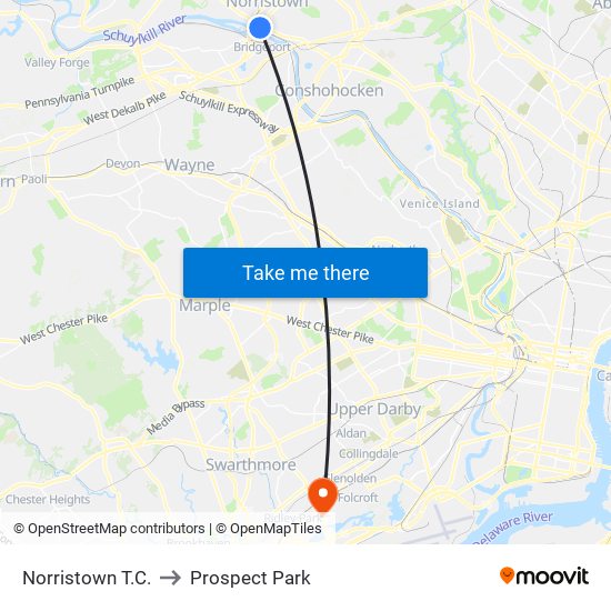 Norristown T.C. to Prospect Park map