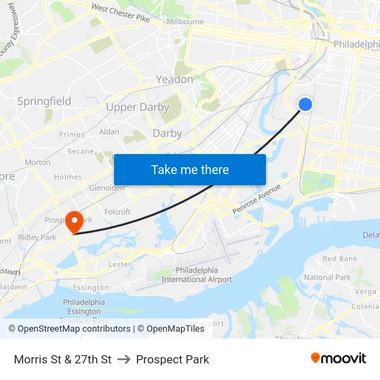 Morris St & 27th St to Prospect Park map