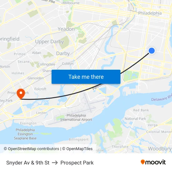 Snyder Av & 9th St to Prospect Park map