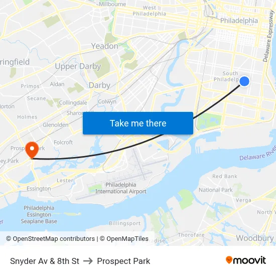 Snyder Av & 8th St to Prospect Park map