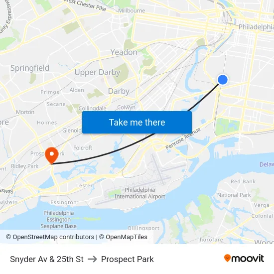 Snyder Av & 25th St to Prospect Park map