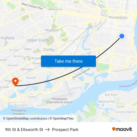 9th St & Ellsworth St to Prospect Park map