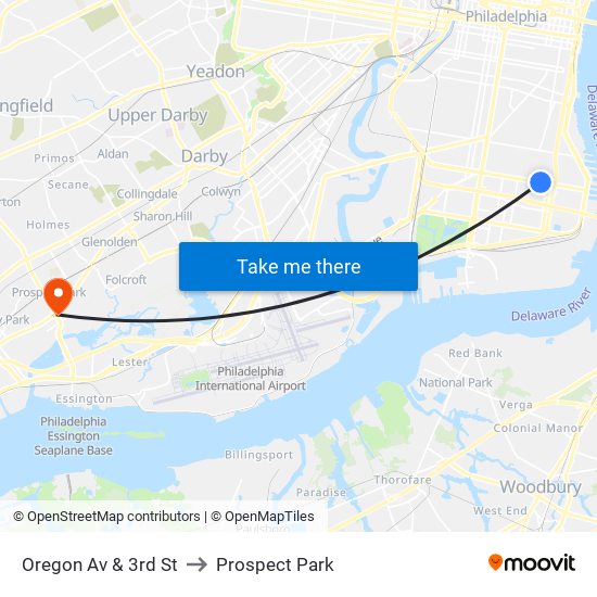 Oregon Av & 3rd St to Prospect Park map